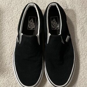 Vans Black Textured Slip-On Loafers